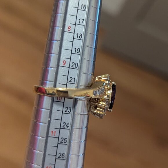 Joseph Cleary Gold Tone Ring Marquee Cut Red Garnet Bypass Statement JC - Picture 7 of 12